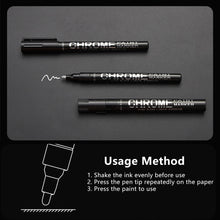 Load image into Gallery viewer, 1Pcs 0.7/1/3mm Electroplating Chrome Mirror Marker Silver Liquid Hand-repair Chrome-plated Metal Waterproof Pen Craftwork Paint Pen for Cards Posters Rock Mugs