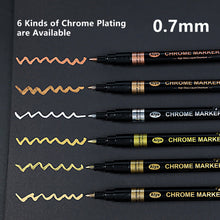 Load image into Gallery viewer, 0.7mm Electroplating Chrome Mirror Silver Marker Liquid Hand-repair Chrome-plated Metal Waterproof Pen Craftwork Paint Pen for Cards Posters Rock Mugs