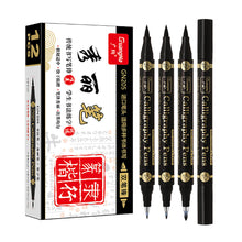 Load image into Gallery viewer, 3 pcs/lot Double head Hand Lettering Pens Black Ink Calligraphy Brush Pens Set Chinese Words Learning Stationery for Beginners Art Supplies