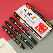 Load image into Gallery viewer, 3 pcs/lot Double head Hand Lettering Pens Black Ink Calligraphy Brush Pens Set Chinese Words Learning Stationery for Beginners Art Supplies