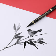 Load image into Gallery viewer, 3 pcs/lot Double head Hand Lettering Pens Black Ink Calligraphy Brush Pens Set Chinese Words Learning Stationery for Beginners Art Supplies