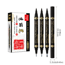 Load image into Gallery viewer, 3 pcs/lot Double head Hand Lettering Pens Black Ink Calligraphy Brush Pens Set Chinese Words Learning Stationery for Beginners Art Supplies