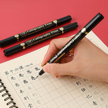 Load image into Gallery viewer, 3 pcs/lot Double head Hand Lettering Pens Black Ink Calligraphy Brush Pens Set Chinese Words Learning Stationery for Beginners Art Supplies