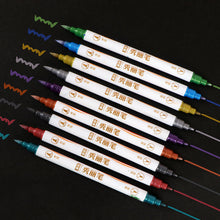 Load image into Gallery viewer, 10 Colors Double Head Fine Point Brush Metallic Marker Pens Calligraphy Brush Pens Set for Painting Drawing Art Learning Stationery