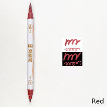 Load image into Gallery viewer, 10 Colors Double Head Fine Point Brush Metallic Marker Pens Calligraphy Brush Pens Set for Painting Drawing Art Learning Stationery
