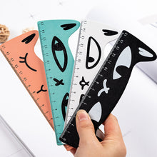 Load image into Gallery viewer, 15cm Cute Kawaii Black Cat Kitten Straight Ruler Kitten Wooden Ruler for Student Drawing Measuring Office Ruler Stationery School Supplies