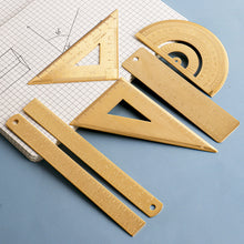 Load image into Gallery viewer, Vintage Brass Straight Ruler Metal Triangle Ruler Protractor 12/15cm Measuring Tool for Students Creative Stationery School Supplies