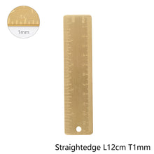 Load image into Gallery viewer, Vintage Brass Straight Ruler Metal Triangle Ruler Protractor 12/15cm Measuring Tool for Students Creative Stationery School Supplies