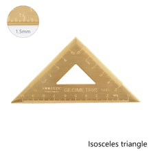 Load image into Gallery viewer, Vintage Brass Straight Ruler Metal Triangle Ruler Protractor 12/15cm Measuring Tool for Students Creative Stationery School Supplies