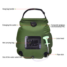 Load image into Gallery viewer, 20L Outdoor Water Bags Camping Hiking Solar Shower Bag Heating Camping Shower Climbing Hydration Bag Hose Switchable Shower Head