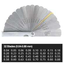 Load image into Gallery viewer, 32 Blades Metric Size Feeler Gauge High Precision 0.04-0.88mm Thickness Gages Gap Filler Feeler Gauges Probe Gap Measuring Tool