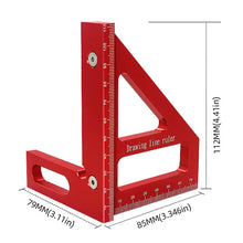 Load image into Gallery viewer, Woodworking Square Protractor 45° 90° Miter Aluminum Alloy Triangle Ruler High Precision Layout Measuring Tool for Engineer Carpenter