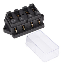 Load image into Gallery viewer, 4 Way Car Circuit Standard Blade Fuse Box Block Holder 4 Way Fuse For 12V / 24V 22mm Handlebar Motorcycles E-Bikes with 5A 10A 15A 20A Fuse