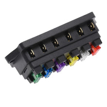Load image into Gallery viewer, 6 Way Car Circuit Standard Blade Fuse Box Block Holder Fuse For 12V / 24V Motorcycles E-Bikes with 5A 10A 15A 20A 25A 30A Fuse