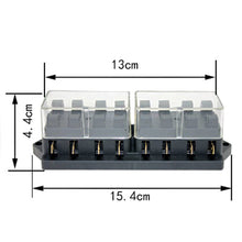 Load image into Gallery viewer, 8 Way Car Circuit Standard Blade Fuse Box Block Holder Fuse For 12V / 24V Motorcycles E-Bikes with 5A 7.5A 10A 15A 20A 25A 30A 35A Fuse
