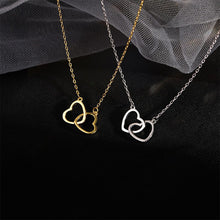 Load image into Gallery viewer, Simple Double-ring Heart-shaped Necklace Creative Alloy Necklace Collarbone Chain Jewelry Accessory Gift