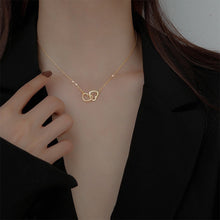 Load image into Gallery viewer, Simple Double-ring Heart-shaped Necklace Creative Alloy Necklace Collarbone Chain Jewelry Accessory Gift