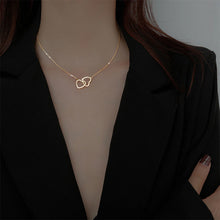 Load image into Gallery viewer, Simple Double-ring Heart-shaped Necklace Creative Alloy Necklace Collarbone Chain Jewelry Accessory Gift