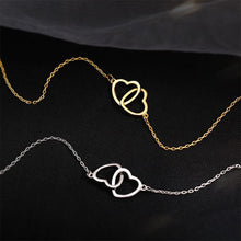 Load image into Gallery viewer, Simple Double-ring Heart-shaped Necklace Creative Alloy Necklace Collarbone Chain Jewelry Accessory Gift