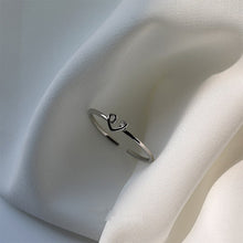 Load image into Gallery viewer, Line Hollow Silver Love Ring Opening Adjustable Alloy Ring Fashion Niche Ring Jewelry Accessory for Women