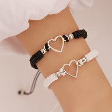 Load image into Gallery viewer, Creative Couple Black and White Bracelets Hollow Love Knitting Bracelets Adjustable Couple Bracelets Women Men Jewelry