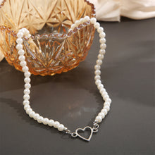 Load image into Gallery viewer, Creative Hollow Heart Pendant Necklace Simple Vintage Alloy Pearl Necklace Clavicle Chain Jewelry Accessory