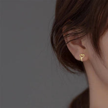 Load image into Gallery viewer, Small Delicate Hollow Tulip Flower Earrings Gold Silver Alloy Ear Studs Earrings Simple Jewelry Accessories