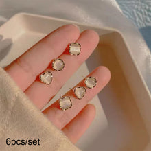 Load image into Gallery viewer, Simple Retro Opal Earrings Geometric Alloy Ear Studs Exquisite Small Earrings Jewelry for Women