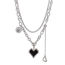 Load image into Gallery viewer, Titanium Steel Double-layer Mosaic Heart-shaped Necklace Simple Alloy Pendant Clavicle Chain Necklace Jewelry