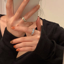 Load image into Gallery viewer, Retro Niche Checkerboard Ring Opening Adjustable Alloy Ring Simple Jewelry Accessory for Women