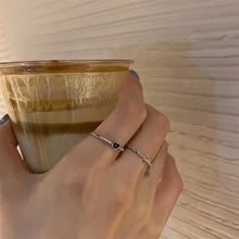 Load image into Gallery viewer, 2pcs/set Black Love Oil Dropping Rings Niche Opening Adjustable Rings Alloy Rings Set Jewelry Accessories