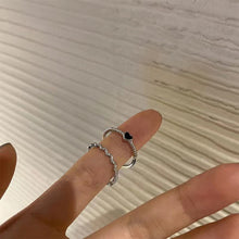 Load image into Gallery viewer, 2pcs/set Black Love Oil Dropping Rings Niche Opening Adjustable Rings Alloy Rings Set Jewelry Accessories