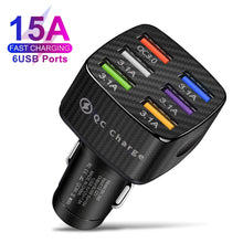 Load image into Gallery viewer, Car Charger Quick Charge 3.0 15A 6 Ports USB Charger For iPhone 13 12 Pro Samsung Xiaomi Huawei Mobile Phone Charger