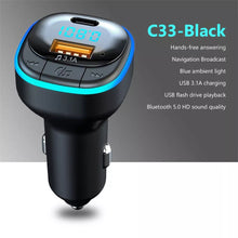 Load image into Gallery viewer, Bluetooth 5.0 Car Charger Fast Charging USB Type C Car Phone Charger FM Transmitter Handsfree Cigarette lighter MP3 Music Player