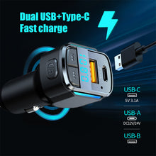 Load image into Gallery viewer, Bluetooth 5.0 Car Charger Fast Charging USB Type C Car Phone Charger FM Transmitter Handsfree Cigarette lighter MP3 Music Player