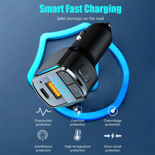 Load image into Gallery viewer, Bluetooth 5.0 Car Charger Fast Charging USB Type C Car Phone Charger FM Transmitter Handsfree Cigarette lighter MP3 Music Player