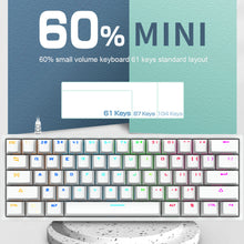 Load image into Gallery viewer, K620 Mini Gaming Mechanical Keyboard 61 Keys RGB Hotswap Type-C Wired Gaming Keyboard PBT Keycaps 60% Ergonomics Keyboards