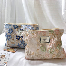 Load image into Gallery viewer, Fashion Relief Flowers Print Cosmetic Bag Canvas Washing Bag Large Capacity Women Travel Cosmetic Pouch Makeup Storage Bags