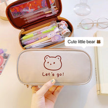 Load image into Gallery viewer, Kawaii Bear Pencil Bags Cartoon Cute Simple Pencil Cases Student School Supplies Stationery Pencil Bags Storage Bag Canvas Girl Bags