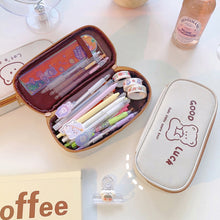Load image into Gallery viewer, Kawaii Bear Pencil Bags Cartoon Cute Simple Pencil Cases Student School Supplies Stationery Pencil Bags Storage Bag Canvas Girl Bags