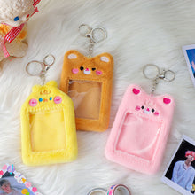 Load image into Gallery viewer, Cute Plush Bear Rabbit Photocard Holder Korea Idol Photocard Protector Case With Keychain For Women Girls ID Card Holder