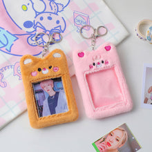 Load image into Gallery viewer, Cute Plush Bear Rabbit Photocard Holder Korea Idol Photocard Protector Case With Keychain For Women Girls ID Card Holder