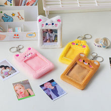 Load image into Gallery viewer, Cute Plush Bear Rabbit Photocard Holder Korea Idol Photocard Protector Case With Keychain For Women Girls ID Card Holder