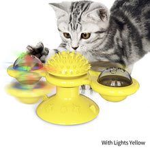 Load image into Gallery viewer, Funny Cat Toy Spinning Windmill with LED Ball Catnip Scratch Hair Brush Intelligence Training Suction Cup Cats Spinner Toy
