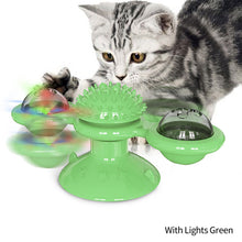 Load image into Gallery viewer, Funny Cat Toy Spinning Windmill with LED Ball Catnip Scratch Hair Brush Intelligence Training Suction Cup Cats Spinner Toy