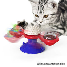 Load image into Gallery viewer, Funny Cat Toy Spinning Windmill with LED Ball Catnip Scratch Hair Brush Intelligence Training Suction Cup Cats Spinner Toy