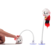Load image into Gallery viewer, Multicolor Feather Stick Spring Toy Suction With Bell Mouse Cat Interactive Pet Tool Elastic Scratcher Mice Teaser Entertainment