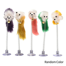 Load image into Gallery viewer, Multicolor Feather Stick Spring Toy Suction With Bell Mouse Cat Interactive Pet Tool Elastic Scratcher Mice Teaser Entertainment
