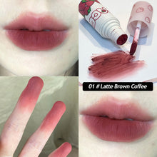 Load image into Gallery viewer, Cute Waterproof Velvet Pink Brown Lip Glaze Matte Liquid Lipstick Strawberry Nude Red Lip Mud Cheek Rouge Tint Cosmetics