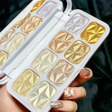 Load image into Gallery viewer, 8 Colors Glitter Highlighter Face Blush Palette Body Shimmer Powder Flash Eyeshadow Brighten Highlight Makeup Cosmetics